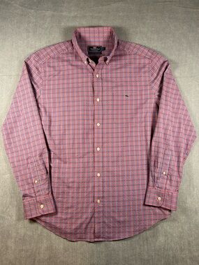 Vineyard Vines Red & Blue Plaid Button-Down Shirt Size Large
